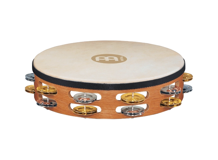 Meinl TAH-2-M-SNT Wood Tamburin,m/Skinn,Brass/Nikk. Dobb (M) 